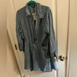 Express Soft Denim Cutout Button Down Shirt Dress